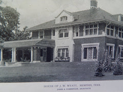 House of J.W.Wyatt, Exterior, Memphis,TN, 1919, Lithograph. Jones & Furbringer.