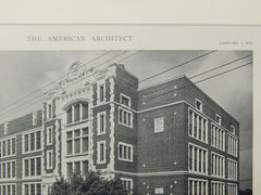 John Kinsey School, Sixty-Fifth Avenue, Philadelphia, PA, 1919, Lithograph. Horace Cook.