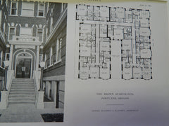 The Brown Apartments, Portland, Oregon, 1915, Lithograph. Claussen & Claussen.