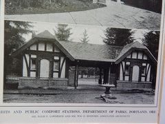 Public Comfort Stations,Dept of Parks, Portland,Oregon, Lithograph,1914. Lawrence & Holford.