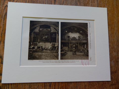 Great Hall, House of Paul Watkins, Winona,MN,1928,Lithograph. Cram/Ferguson.