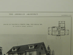 House of Walter D. White, Ten Hills, MD, 1914, Lithograph. Walter M. Gieske.