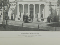 Merchant Tailors' Building, Columbian Exposition, Chicago, IL, 1895, Lithograph. S. S. Beman.