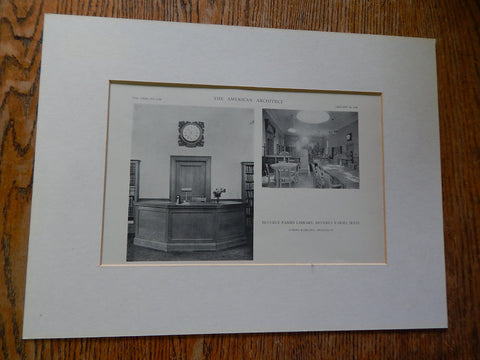 Beverly Farms Library, Interior, Beverly Farms, MA, Lithograph,1918. Loring & Leland