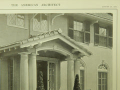 Entrance, House of J. A. Karnheim, Esq., West Newton, MA, 1914, Lithograph. Gay & Proctor.