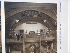 Great Hall, House of Paul Watkins, Winona,MN,1928,Lithograph. Cram/Ferguson.