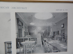 Beverly Farms Library, Interior, Beverly Farms, MA, Lithograph,1918. Loring & Leland