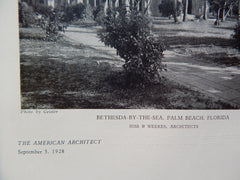 Bethesda-By-The-Sea, Palm Beach, FL, 1928,Lithograph. Hiss & Weeks.