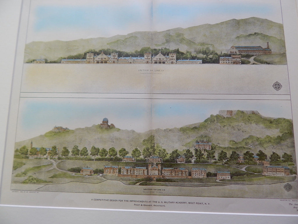 Competitive Design, U. S. Military Academy, West Point, NY 1903. Original Plan. Frost & Granger.