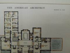 Raymere, House of Mrs. Regina Rothschild, Deal, NJ, 1916, Original Plan. Albert S. Gottlieb.