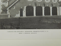 Garage for Edward C. Schaefer, Premium Point, NY, 1919, Lithograph. Reiley & Steinback.