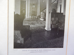 Interior, House of William H. Reid, Springdale, CT, 1919, Lithograph. Arthur Loomis Harmon.