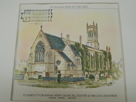 St. James Church, Chancel, Vestry & Organ Chamber, Croyden, UK, 1880, Original. Charles Henman.