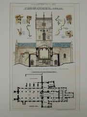 Transverse Section, St. David's Cathedral, South Wales, UK, 1882, Original Plan. T. Taylor Scott.
