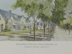 Industrial Village, Williamsport, PA, 1918, Original Plan. George S. Welsh.