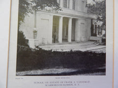 Main Entrance, School on Estate of Frank A. Vanderlip, Scarboro-On-Hudson, NY, 1919, Lithograph. Welles Bosworth.