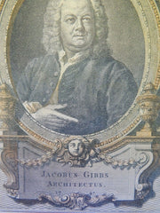 Portrait of James Gibbs (Jacobus Gibbs Architectus), 1895. Colored Illustration.
