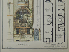 Design, Mrs. Mornington Smythe Residence, Washington, DC, 1884, Original Plan. W. Claude Frederic.