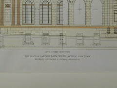 Dollar Savings Bank, Willis Avenue, New York, NY, 1919, Original Plan. Renwick, Aspinwall & Tucker.