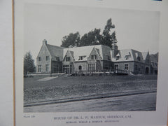 House of Dr. L.W. Mansur, Sherman, CA,1918, Lithograph. Morgan, Walls & Morgan