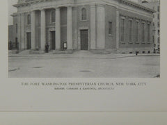 The Fort Washington Presbyterian Church, New York, NY, 1917, Lithograph. Carrere & Hastings.