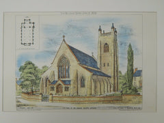 Southwest View, St. Mary's Church, Denbigh, Wales, UK, 1874, Original Plan. Lloyd, Williams, & Underwood.