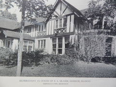 Exterior Alterations, House E.L. Glaser, Glencoe, IL, 1918. Marshall & Fox. Lithograph