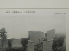 Sunken Garden & Pool, House of E. E. Bartlett, Amagansett, NY, 1916, Lithograph. W.L. Bottomley.