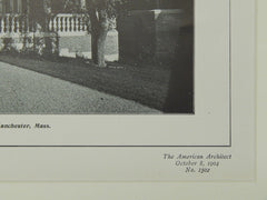 Courtyard, House of Eben D. Jordan, Manchester, MA, 1904, Lithograph. Wheelwright & Haven.