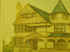House for Mr. S. Muzzy, Paterson, NJ, 1884, Original Plan. Charles Edwards.