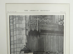 Lectern & Vicar's Stall, Chapel of the Intercession, NY, 1914. Lithograph. Cram, Goodhue, & Ferguson.