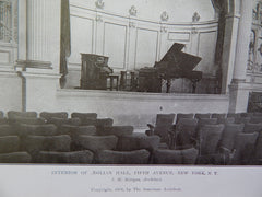 Interior of Aeolian Hall, 5th Avenue, New York, NY, 1906,Lithograph. J.H. Morgan.