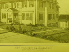 House of F. L. Gibson, Esq., Brookline, MA, 1914, Lithograph. Benjamin Proctor, Jr.