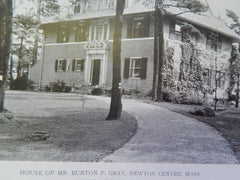House of Mr. Burton P. Gray, Newton Centre, MA, 1919, Lithograph. Coolidge & Carlson.