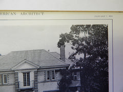 House of Everettt Chadwick, Exterior, Floor Plan, Winchester,MA, Lithograph,1914. Warren & Smith.