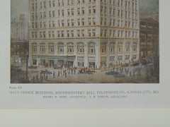Main Office, Southwestern Bell Telephone, Kansas City, MO, 1919, Original Plan. Henry F. Hoit.