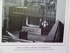 Organ, First Baptist Church, Pittsburgh, PA, 1924, Lithograph. Cram, Goodhue & Ferguson.