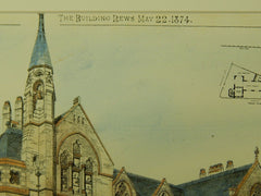 Springfield School, Sheffield School Board, Sheffield, UK, 1874, Original Plan. Innocent & Brown.
