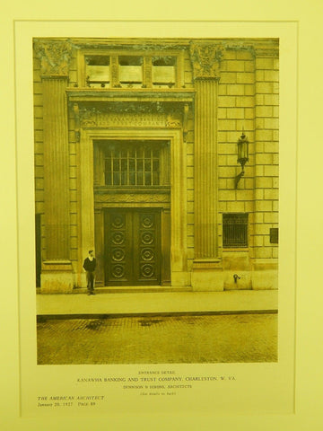 Entrance Detail, Kanawha Banking and Trust, Charleston, WV, 1927, Original Plan. Dennison & Hirons.