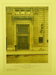 Entrance Detail, Kanawha Banking and Trust, Charleston, WV, 1927, Original Plan. Dennison & Hirons.