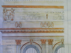 Main Entrance, New York Public Library, NY,1901. Original Plan.Carrere&Hastings.