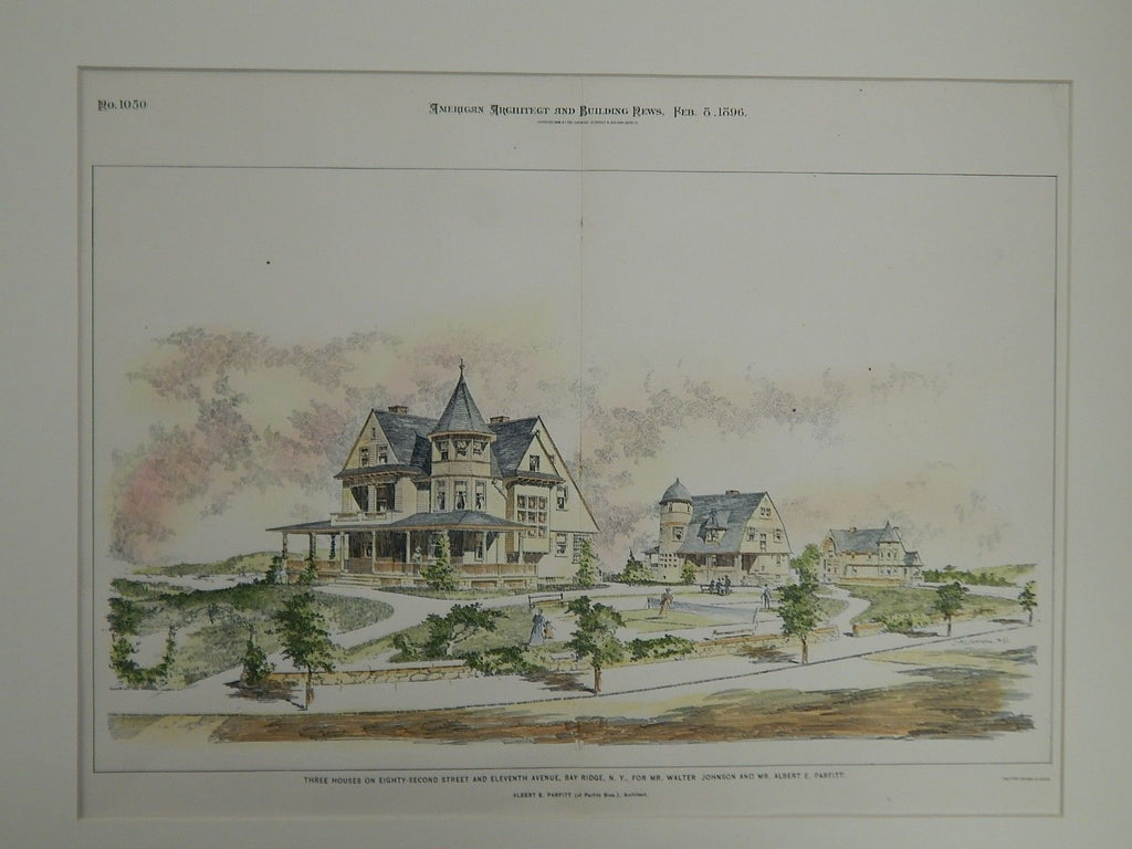 Three Houses for Mr. Walter Johnson & Mr. Albert E. Parfitt, Bay Ridge, NY,1896.