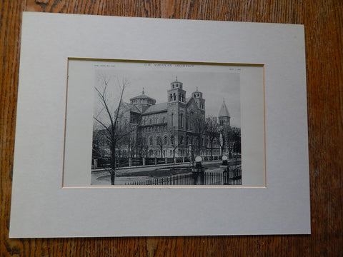 St. Joseph's Convent Chapel, Exterior, Milwaukee,WI,  Lithograph. Brust & Phillip.