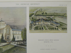 Merced Union High School, Merced, CA, 1918, Original Plan. Allison & Allison.
