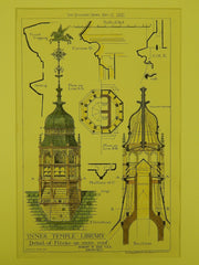 Detail of Fleche, Inner Temple Library, London, England, 1881, Original Plan. Robert W. Edis.