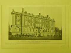 Garden Front, House of Andrew Carnegie, Fifth Ave, New York, NY, 1903,Lithograph. Babb, Cook & Willard.