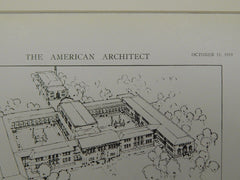 Interior of Court, State Normal School, Fresno, CA, 1919, Lithograph. George B. McDougall
