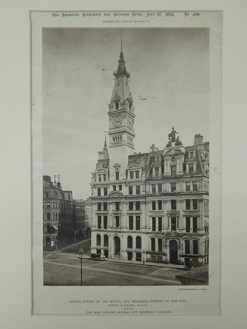 Mutual Life Insurance Company of New York, Boston, MA, 1885, Photogravure. Peabody & Stearns.
