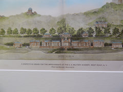 Competitive Design, U. S. Military Academy, West Point, NY 1903. Original Plan. Frost & Granger.