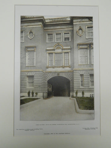 House of Herbert Wadsworth, Esq., Washington, D.C., 1906. Colored Photograph.